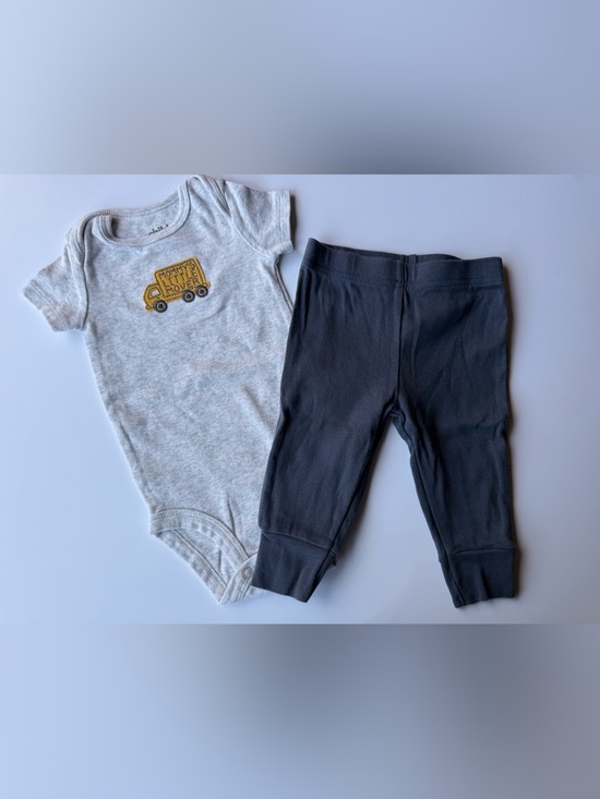 Carter's Other - Carter's Heather Gray Bodysuit and Charcoal Pants Set with Yellow Truck